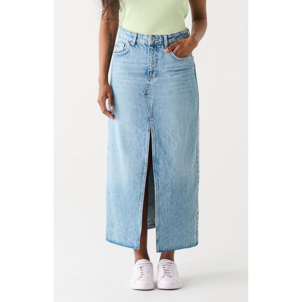 NEW DEX women's maxi denim skirt in medium blue wash